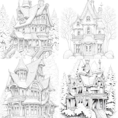 Winter Houses Coloring Book - CraftNest - Digital Crafting and Art