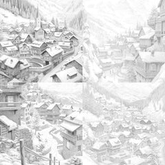 Winter Villages Coloring Book - CraftNest - Digital Crafting and Art