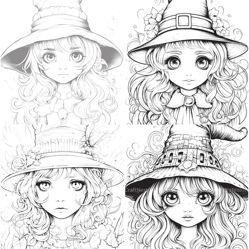Cute Witch Coloring Book - CraftNest - Digital Crafting and Art