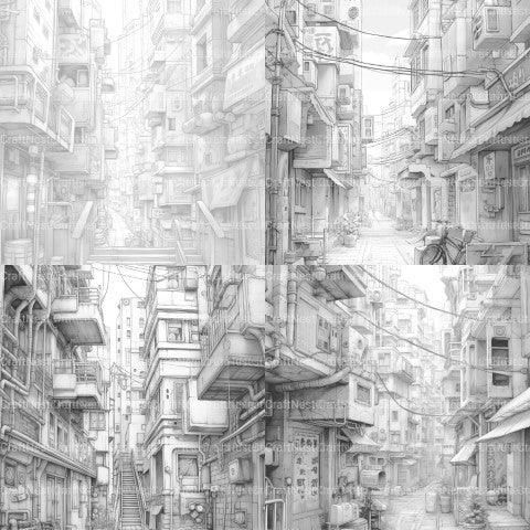 Cyberpunk Street Coloring Book - CraftNest - Digital Crafting and Art
