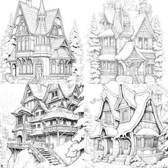 Winter Houses Coloring Book - CraftNest - Digital Crafting and Art