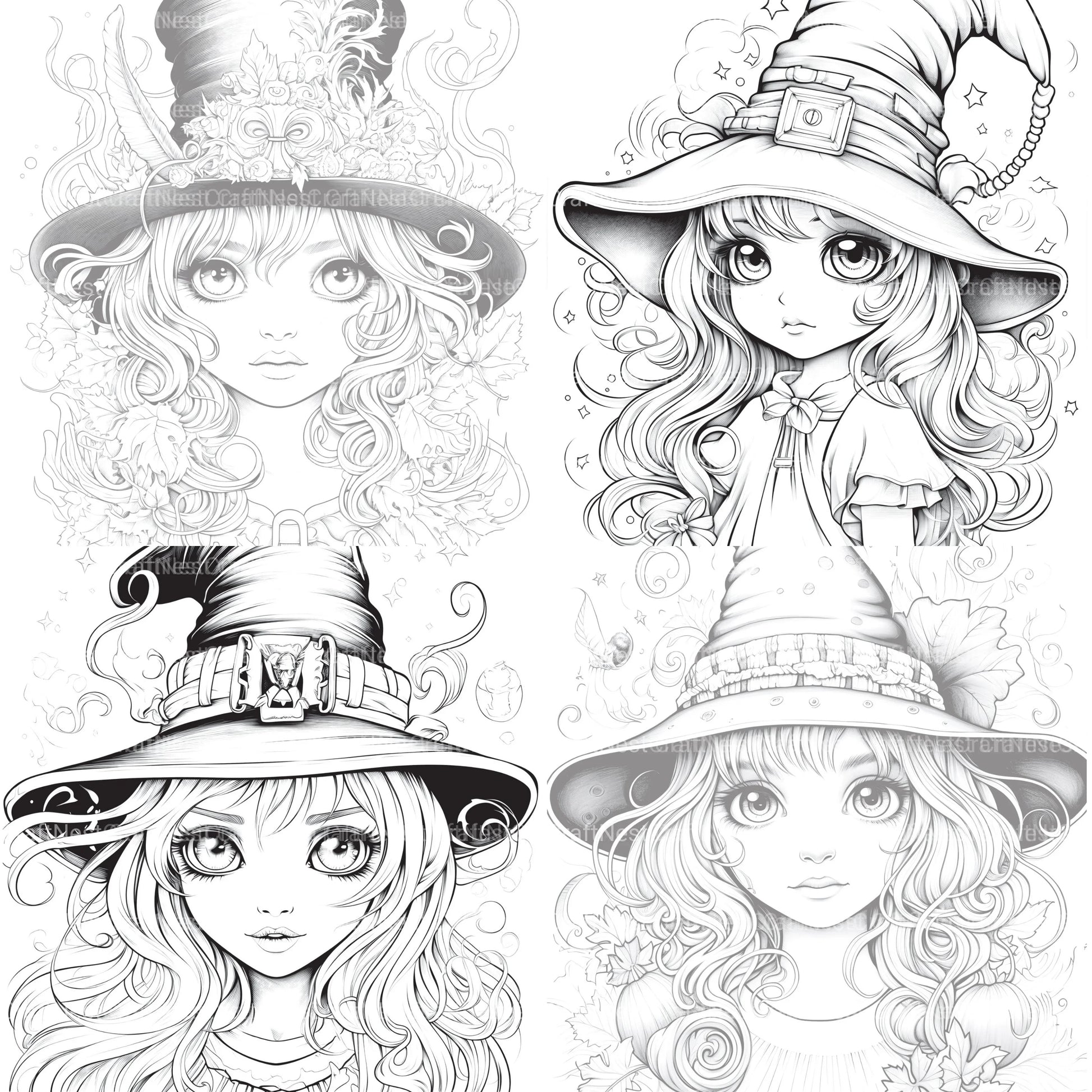 Cute Witch Coloring Book - CraftNest - Digital Crafting and Art