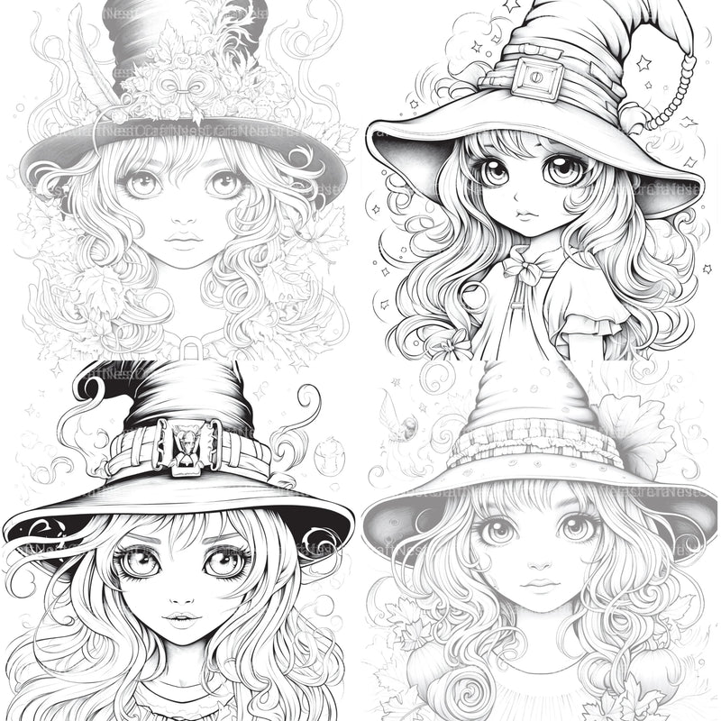 Cute Witch Coloring Book - CraftNest - Digital Crafting and Art