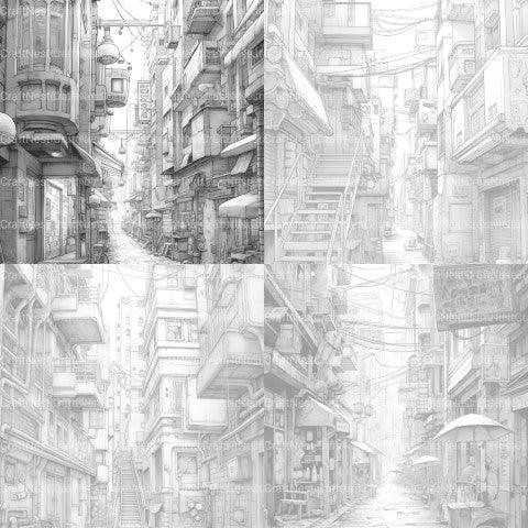 Cyberpunk Street Coloring Book - CraftNest - Digital Crafting and Art