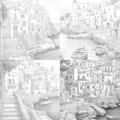 Italian Coastal Villages Coloring Book - CraftNest - Digital Crafting and Art