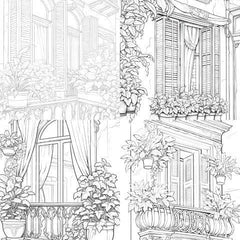 Mediterranean Windows Coloring Book - CraftNest - Digital Crafting and Art