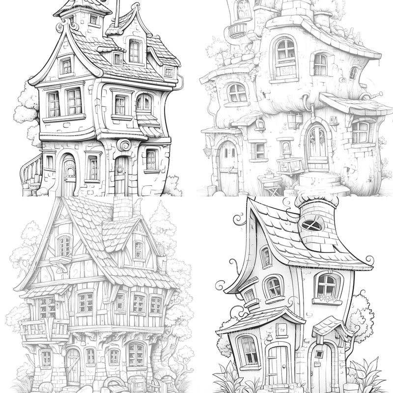 Mixed Tiny House Coloring Book - CraftNest - Digital Crafting and Art