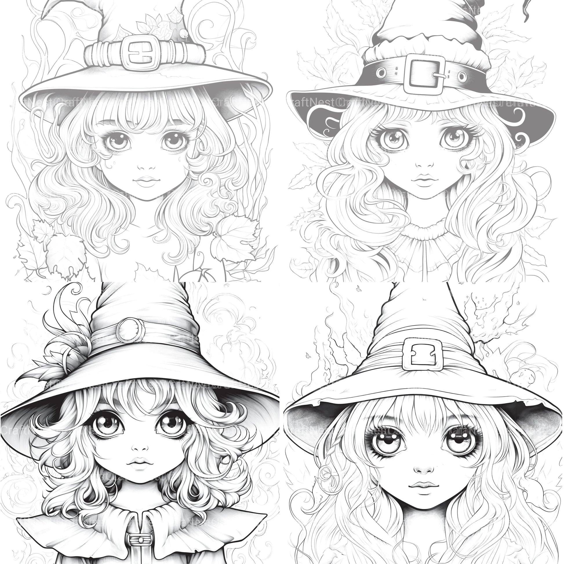 Cute Witch Coloring Book - CraftNest - Digital Crafting and Art