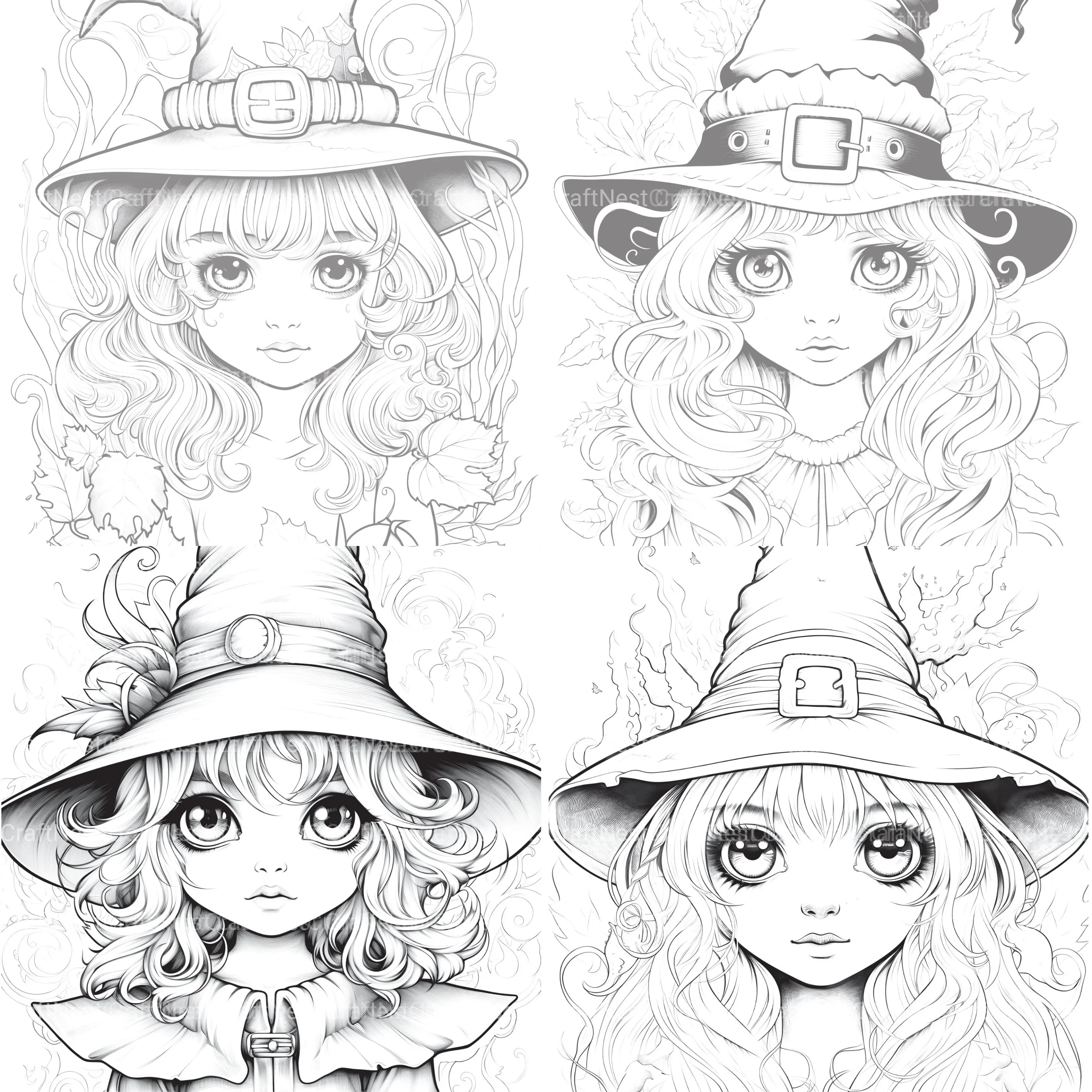 Cute Witch Coloring Book - CraftNest - Digital Crafting and Art