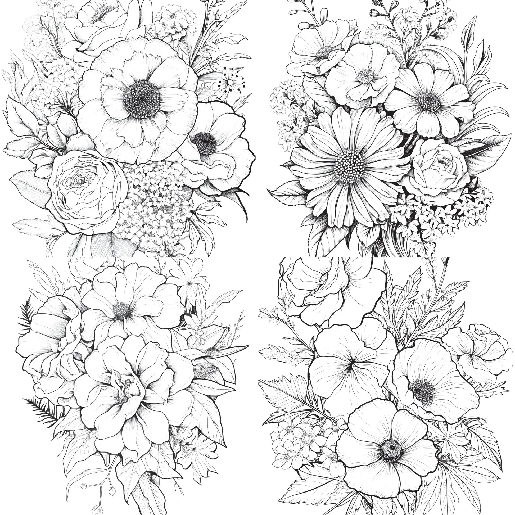 Flower Coloring Book 2 - CraftNest - Digital Crafting and Art