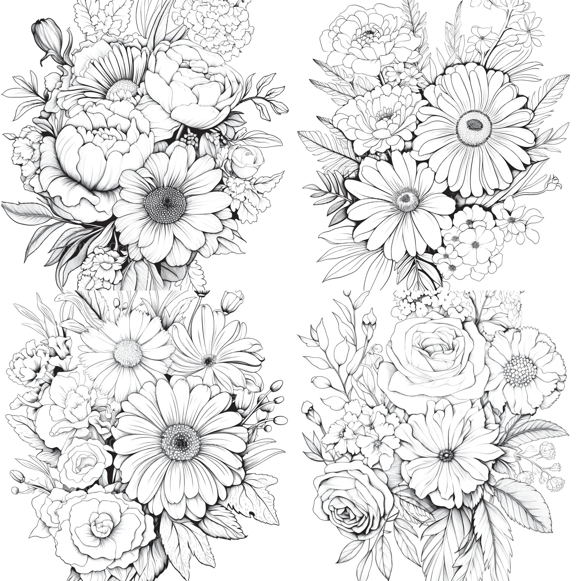 Flower Coloring Book 2 - CraftNest - Digital Crafting and Art