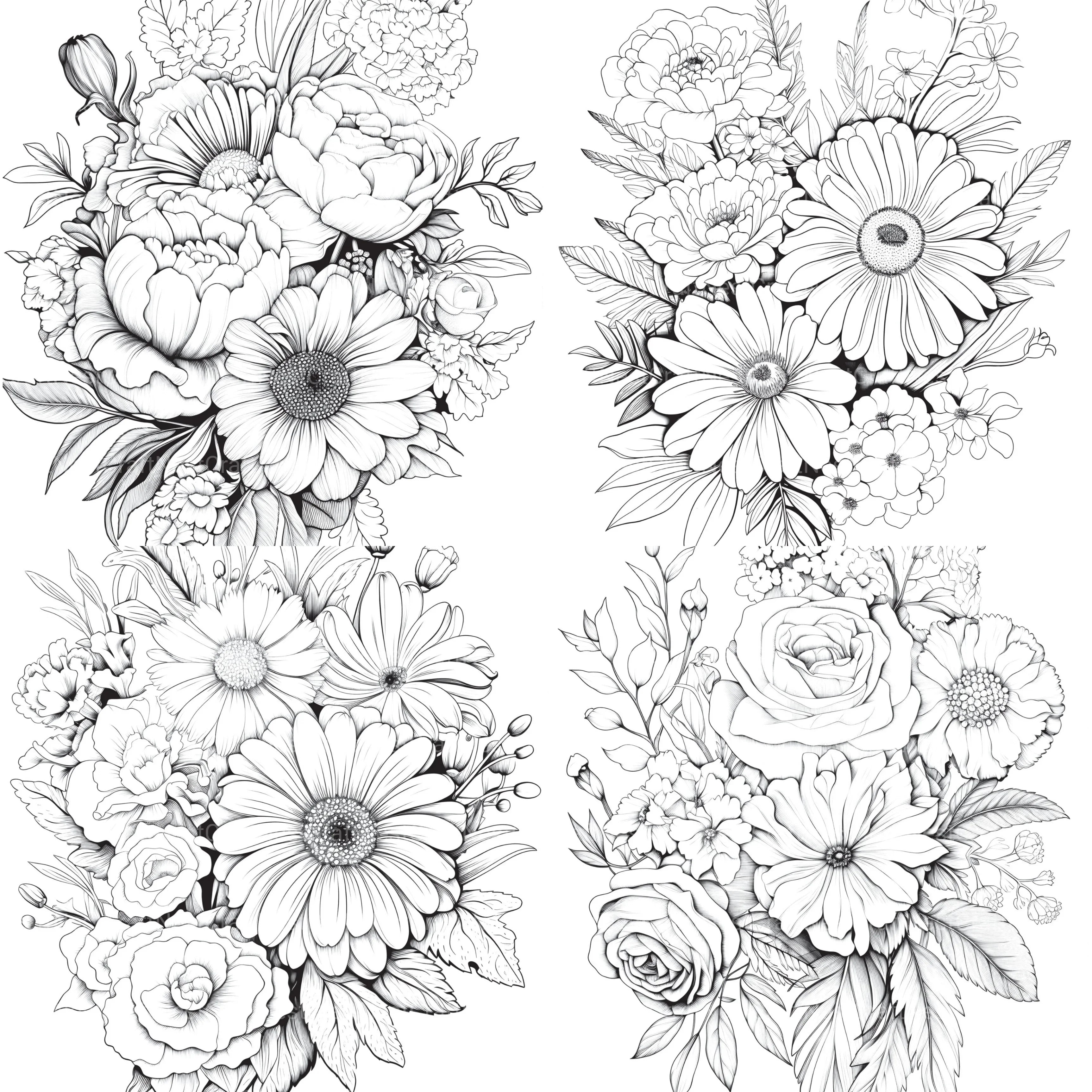 Flower Coloring Book 2 - CraftNest - Digital Crafting and Art