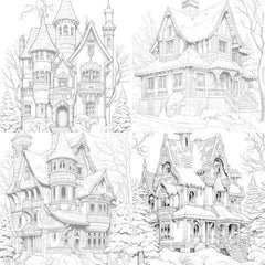 Winter Houses Coloring Book - CraftNest - Digital Crafting and Art