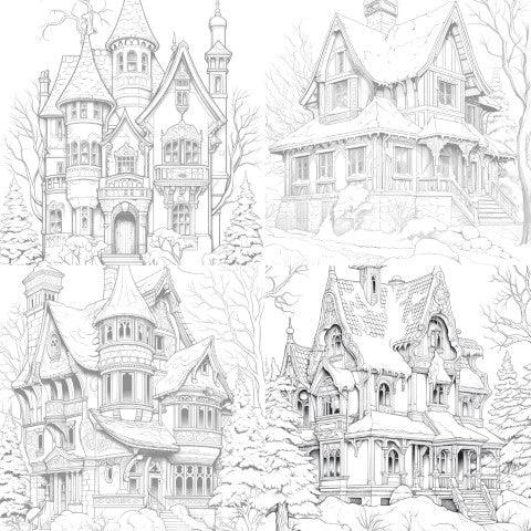 Winter Houses Coloring Book - CraftNest - Digital Crafting and Art