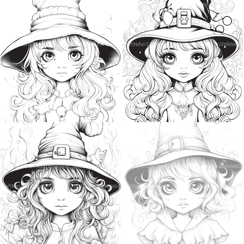 Cute Witch Coloring Book - CraftNest - Digital Crafting and Art