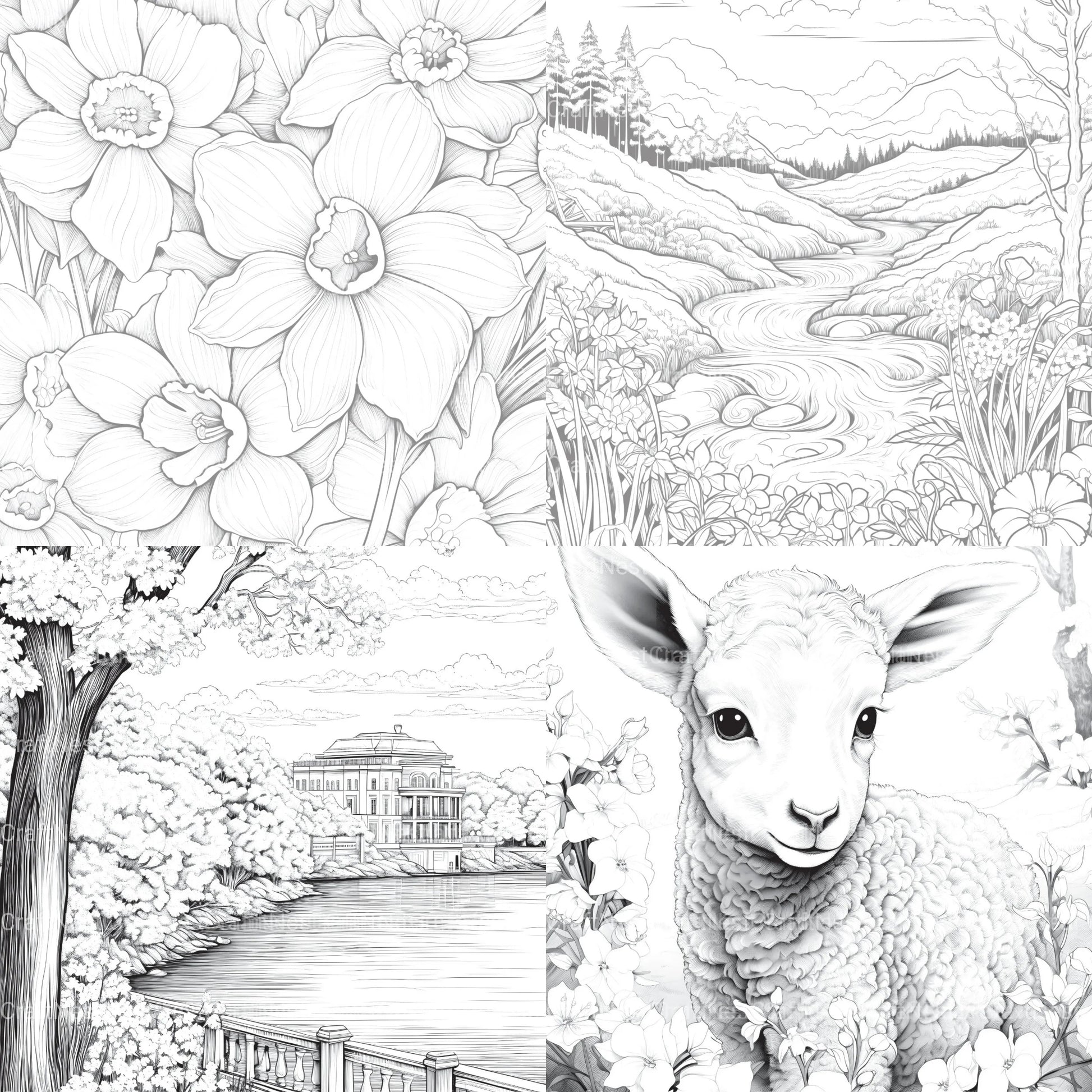 Springtime Garden Coloring Book - CraftNest - Digital Crafting and Art