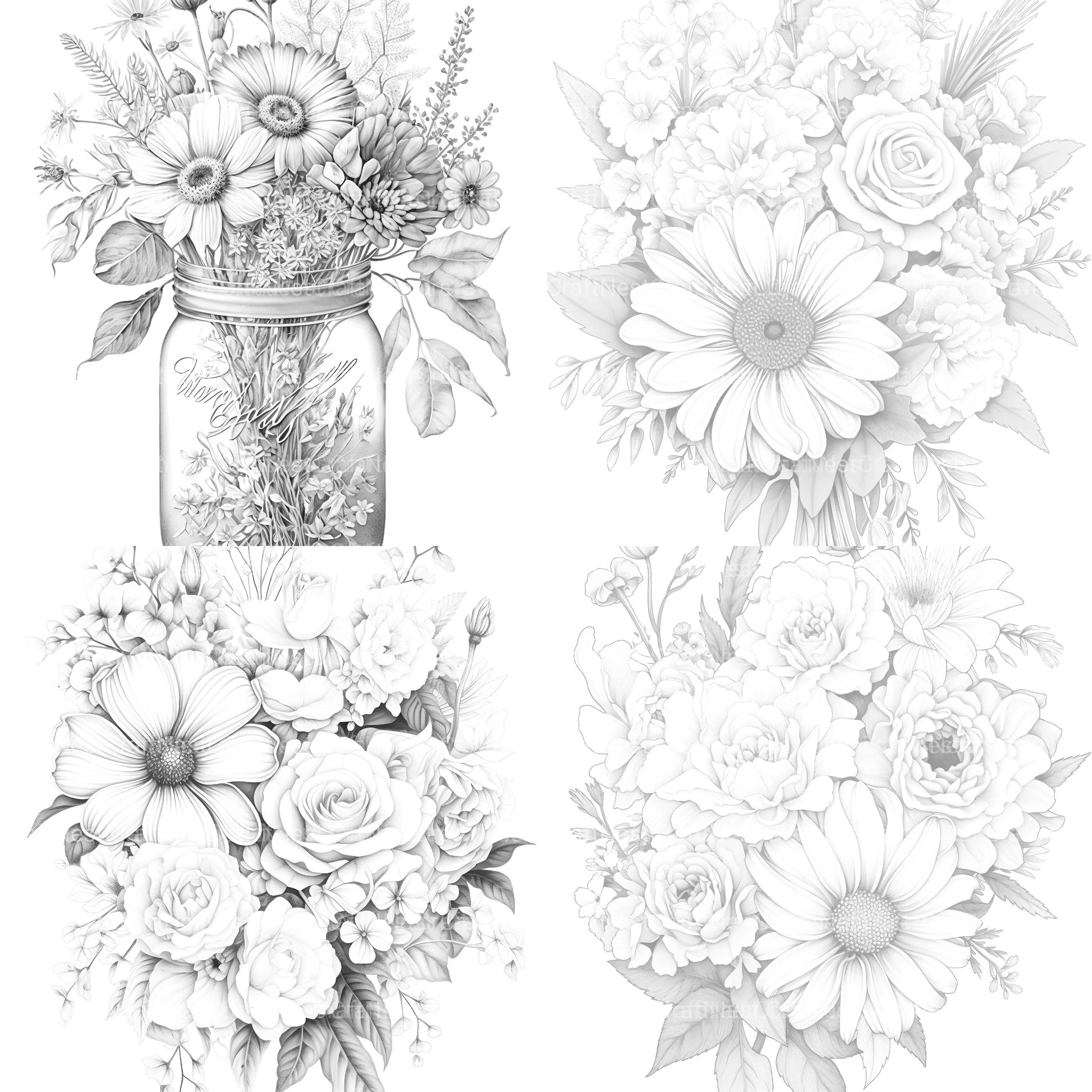 Flower Coloring Book 3 - CraftNest - Digital Crafting and Art