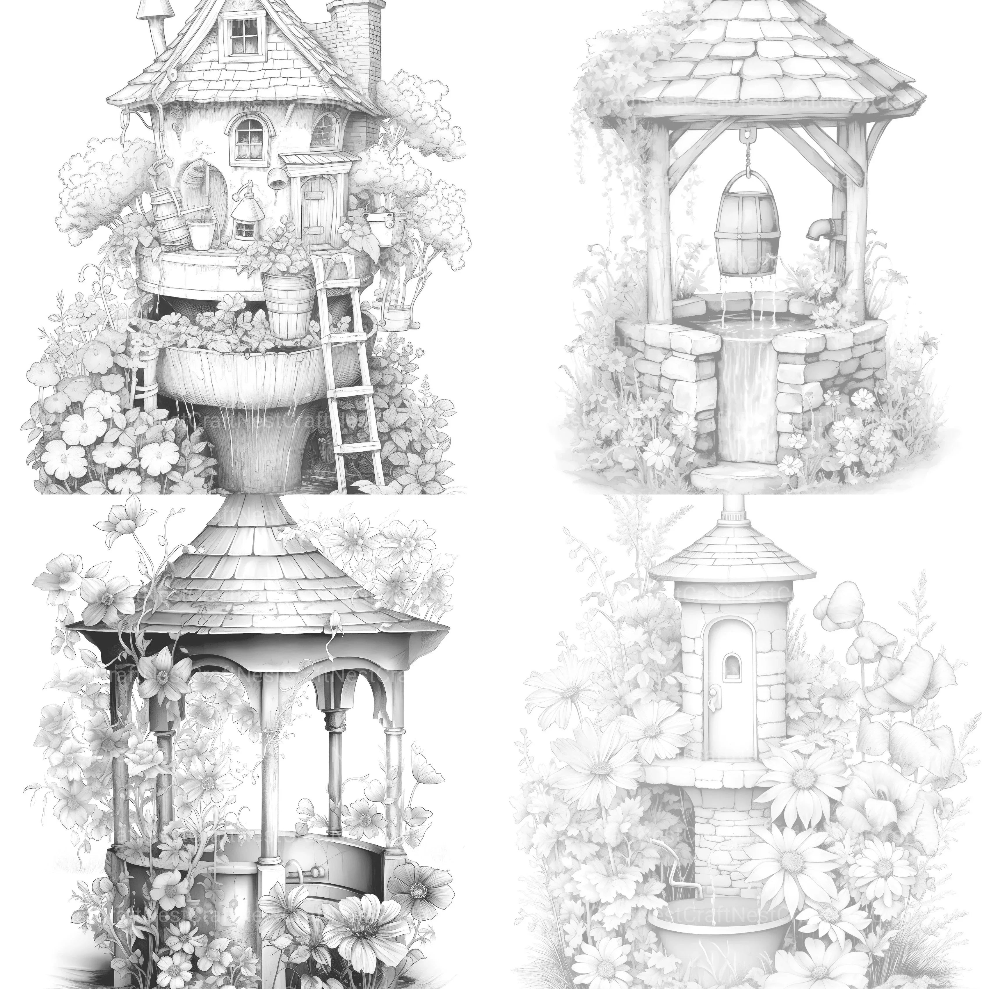 Wishing Well Coloring Book - CraftNest - Digital Crafting and Art