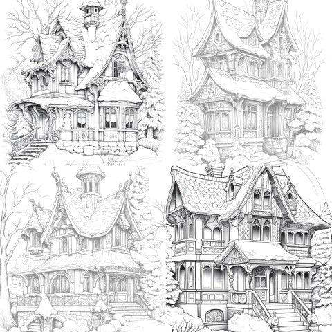 Winter Houses Coloring Book - CraftNest - Digital Crafting and Art