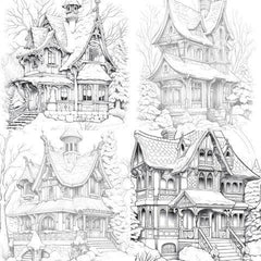 Winter Houses Coloring Book - CraftNest - Digital Crafting and Art
