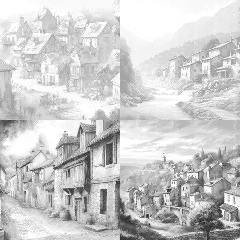 French Village Coloring Book - CraftNest - Digital Crafting and Art