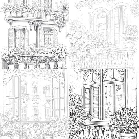 Mediterranean Windows Coloring Book - CraftNest - Digital Crafting and Art