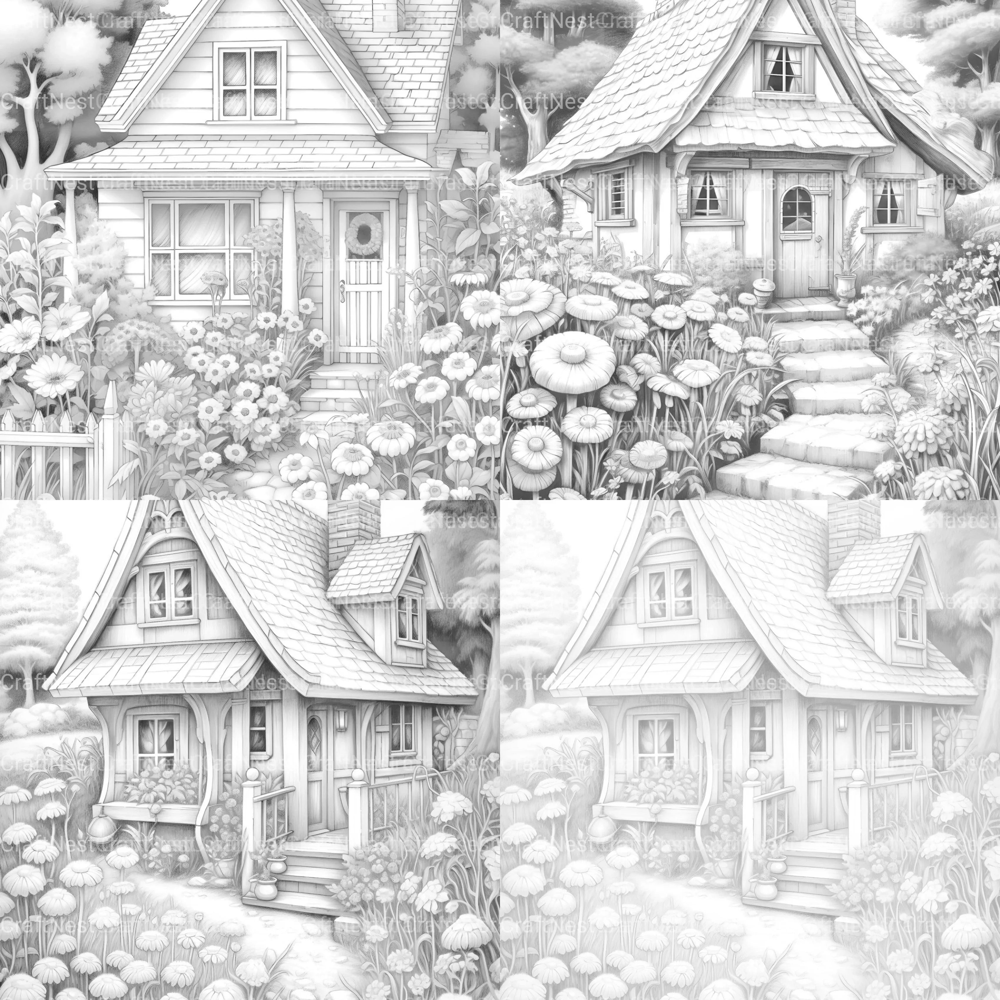 Cottage Gardens Coloring Book - CraftNest - Digital Crafting and Art