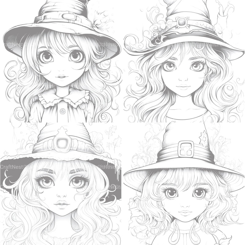 Cute Witch Coloring Book - CraftNest - Digital Crafting and Art