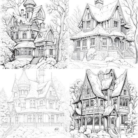 Winter Houses Coloring Book - CraftNest - Digital Crafting and Art