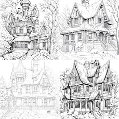 Winter Houses Coloring Book - CraftNest - Digital Crafting and Art