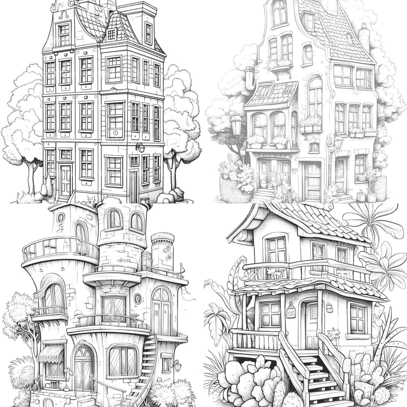 Mixed Tiny House Coloring Book - CraftNest - Digital Crafting and Art