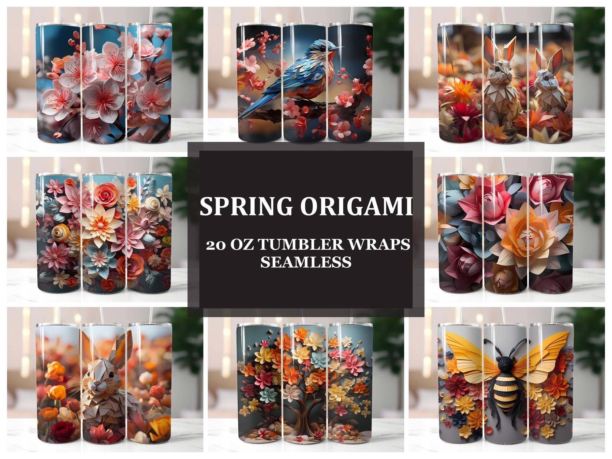 Spring Origami 7 Tumbler Wrap - CraftNest