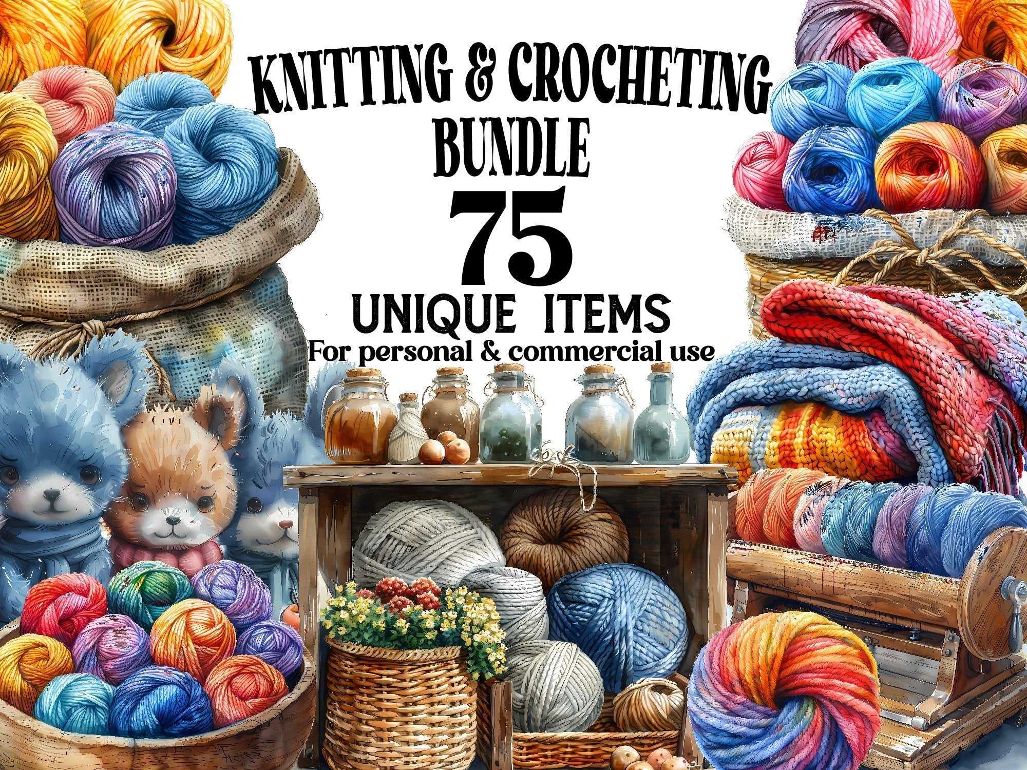 Knitting & Crocheting Clipart - CraftNest - Digital Crafting and Art