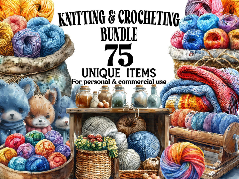 Knitting & Crocheting Clipart - CraftNest - Digital Crafting and Art