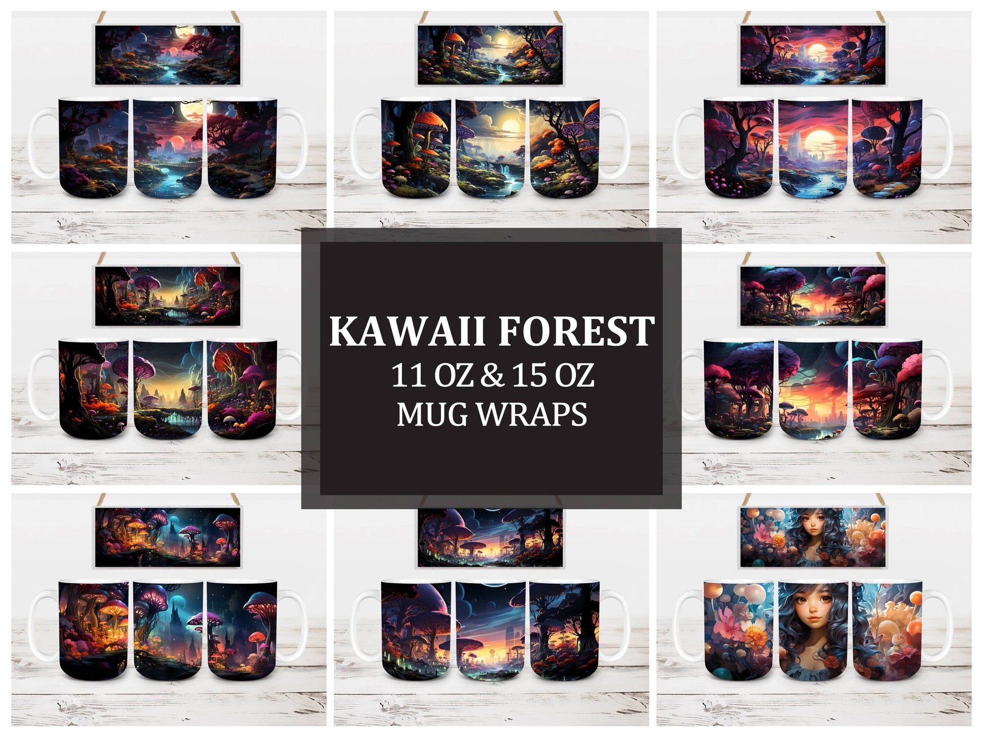 Kawaii Forest 6 Mug Wrap - CraftNest