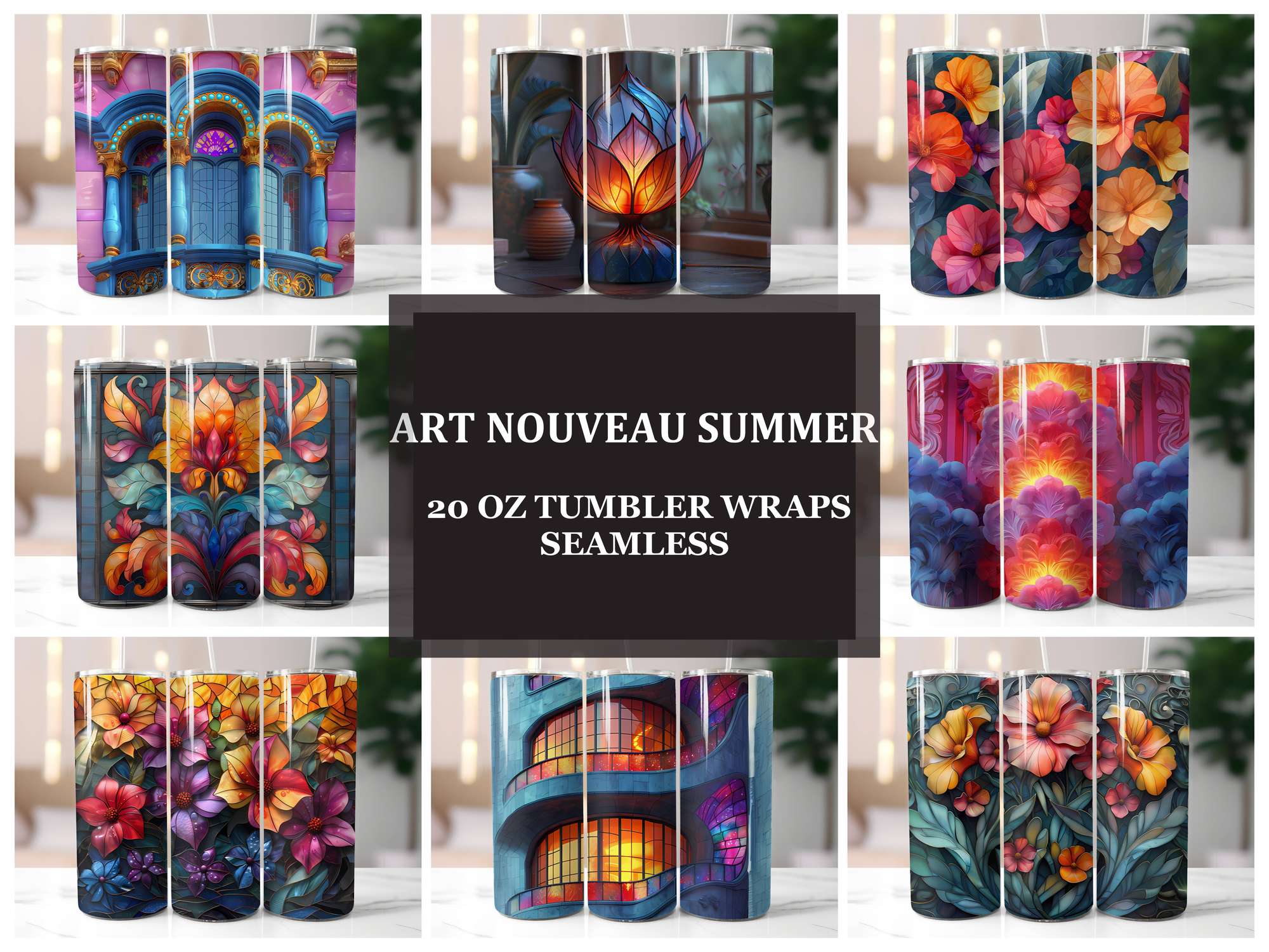 Art Nouveau Summer 2 Tumbler Wrap - CraftNest - Digital Crafting and Art