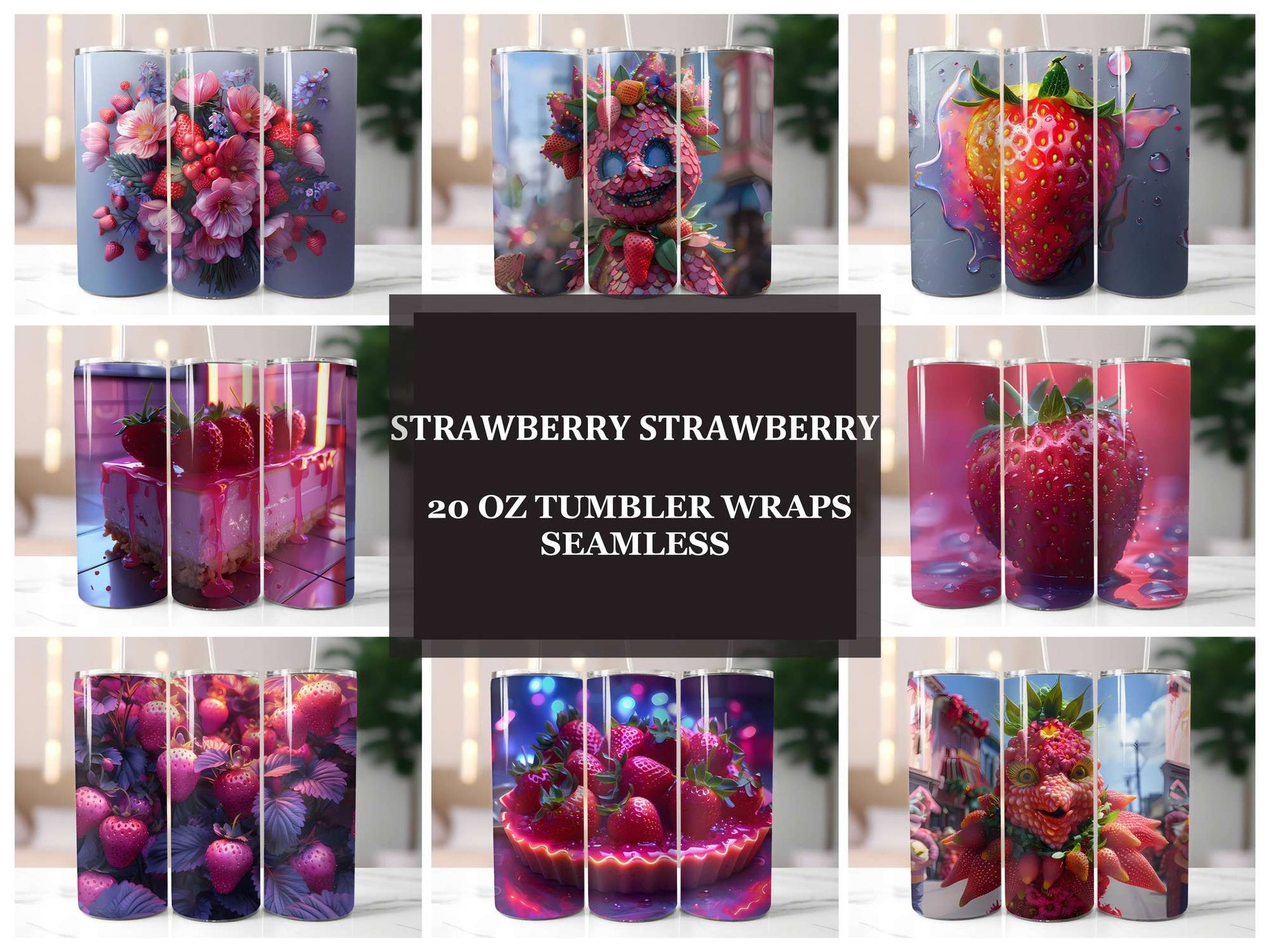 Strawberry 2 Tumbler Wrap - CraftNest - Digital Crafting and Art