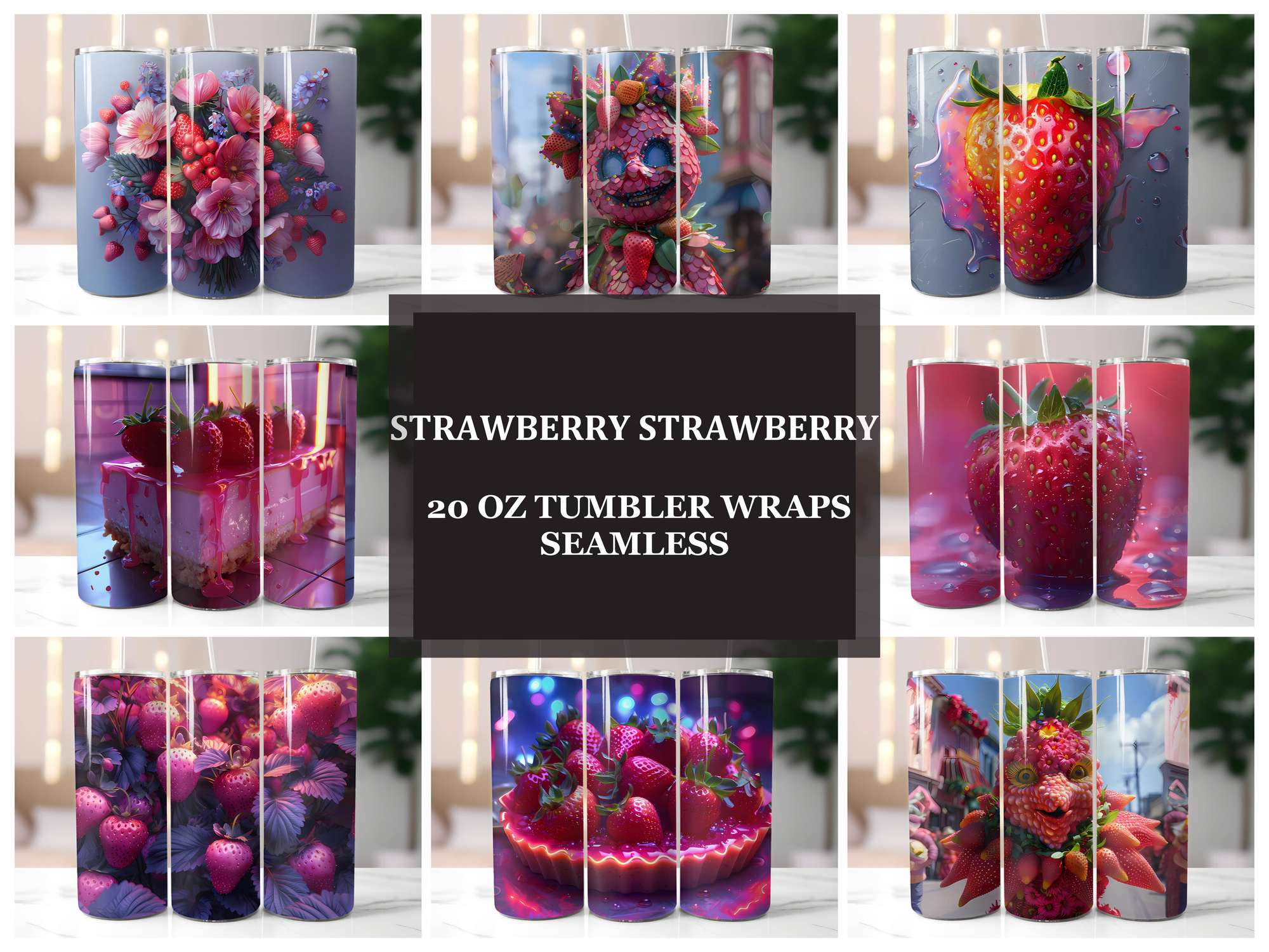 Strawberry 2 Tumbler Wrap - CraftNest - Digital Crafting and Art