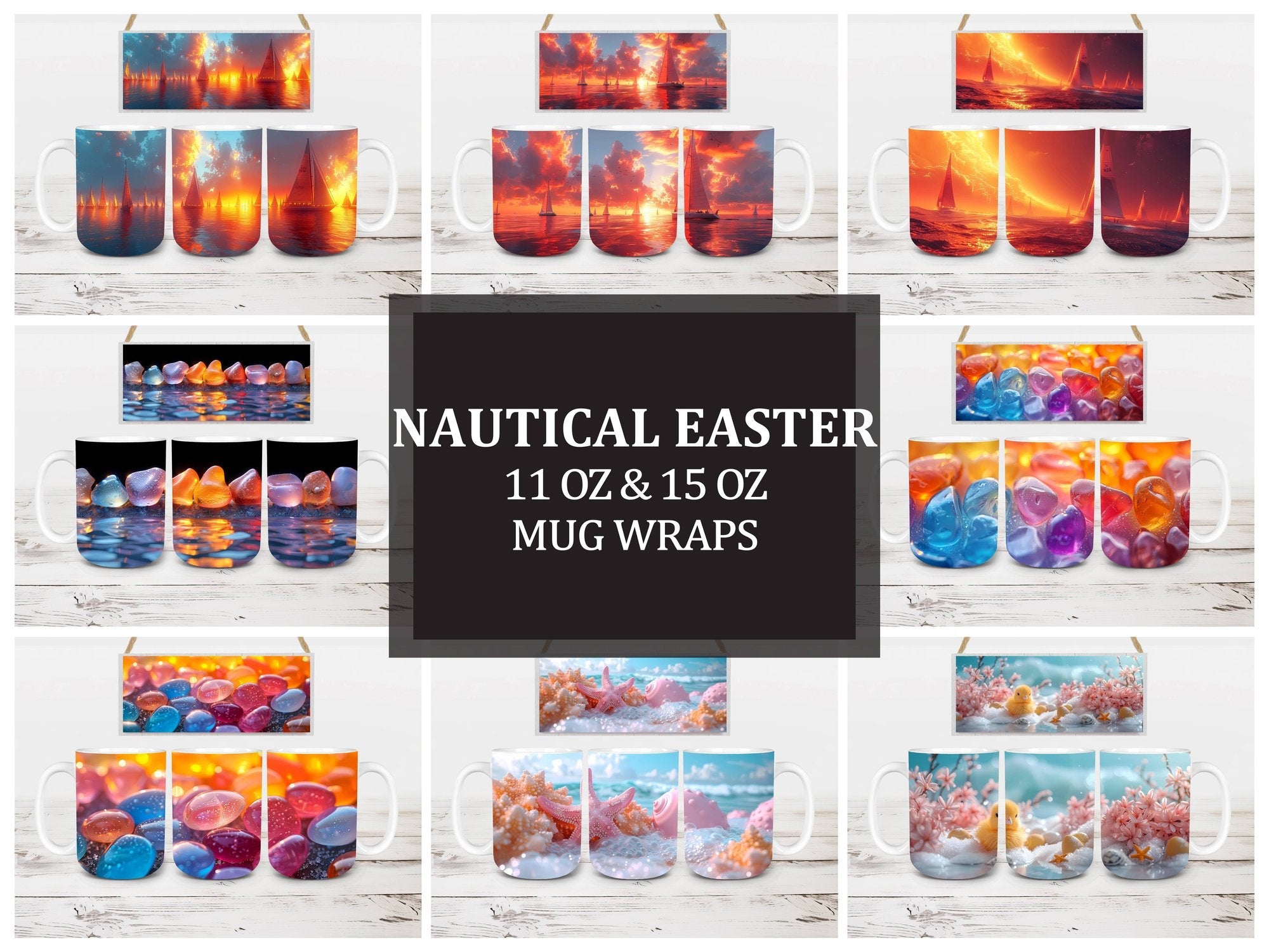 Nautical Easter 6 Mug Wrap - CraftNest - Digital Crafting and Art