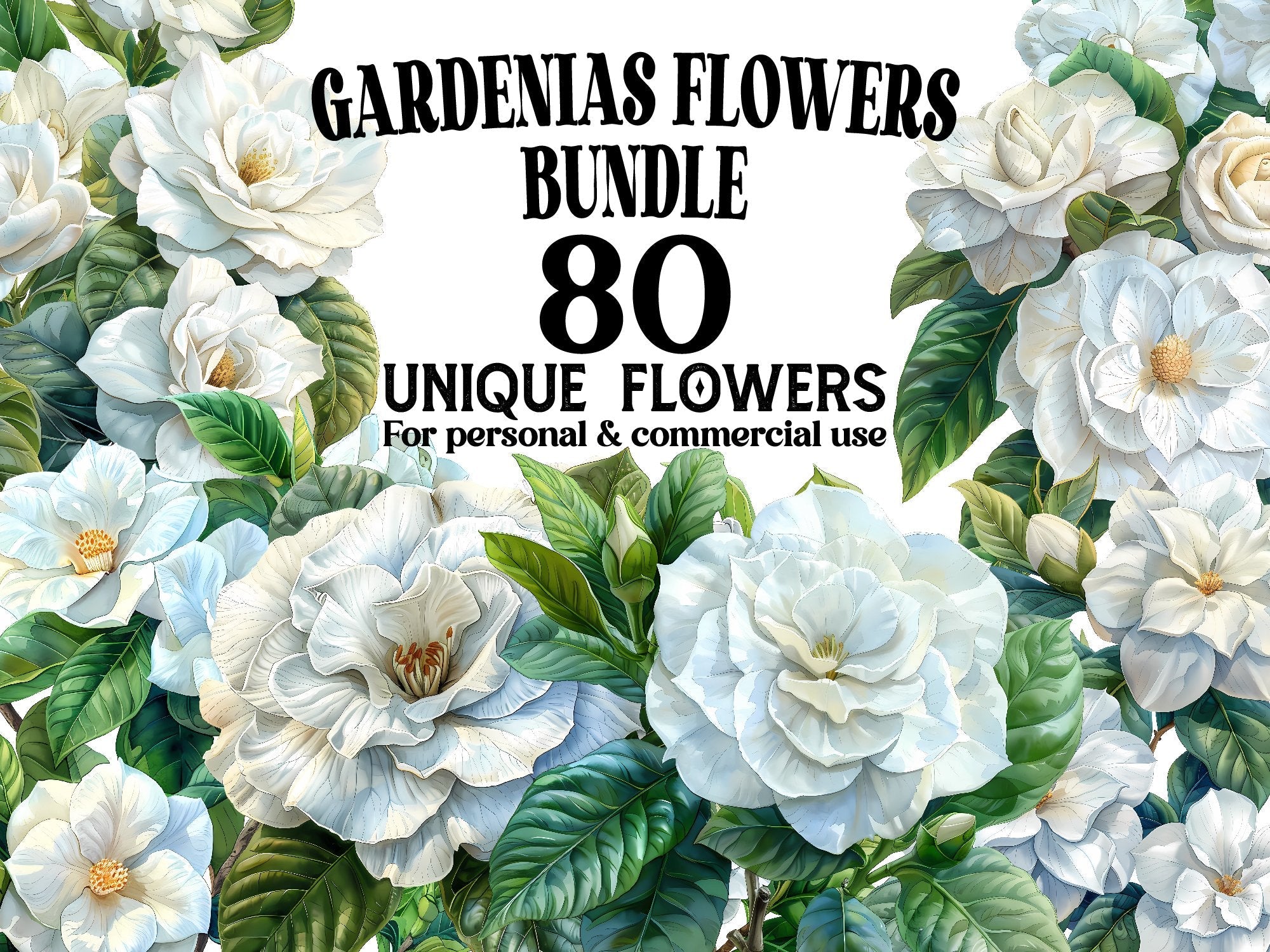 Gardenias Flowers Clipart - CraftNest - Digital Crafting and Art