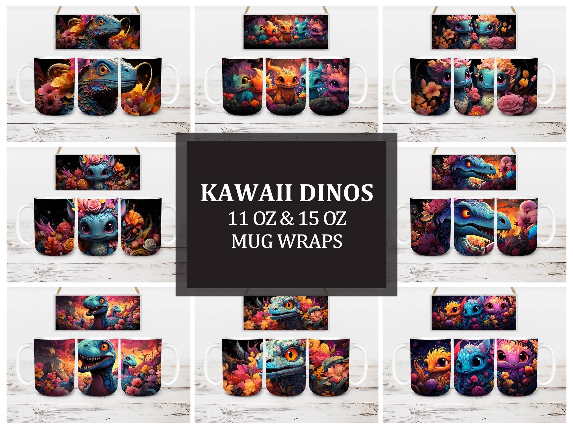 Kawaii Dinos 1 Mug Wrap - CraftNest