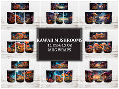Kawaii Mushrooms 3 Mug Wrap - CraftNest