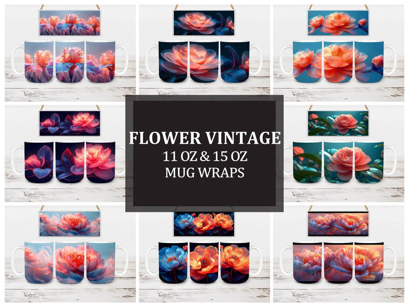 Flower Vintage 8 Mug Wrap - CraftNest