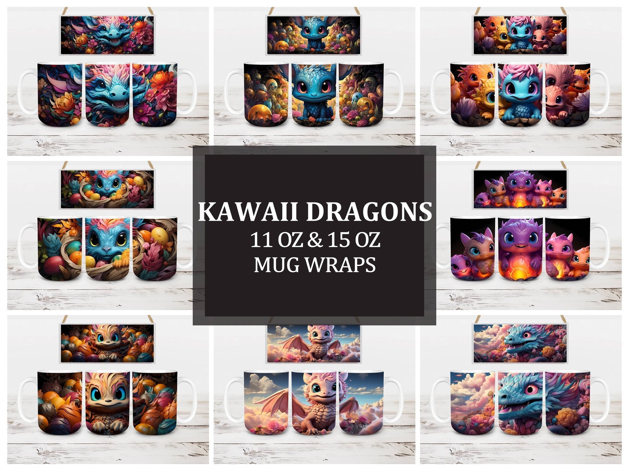 Kawaii Dragons 3 Mug Wrap - CraftNest