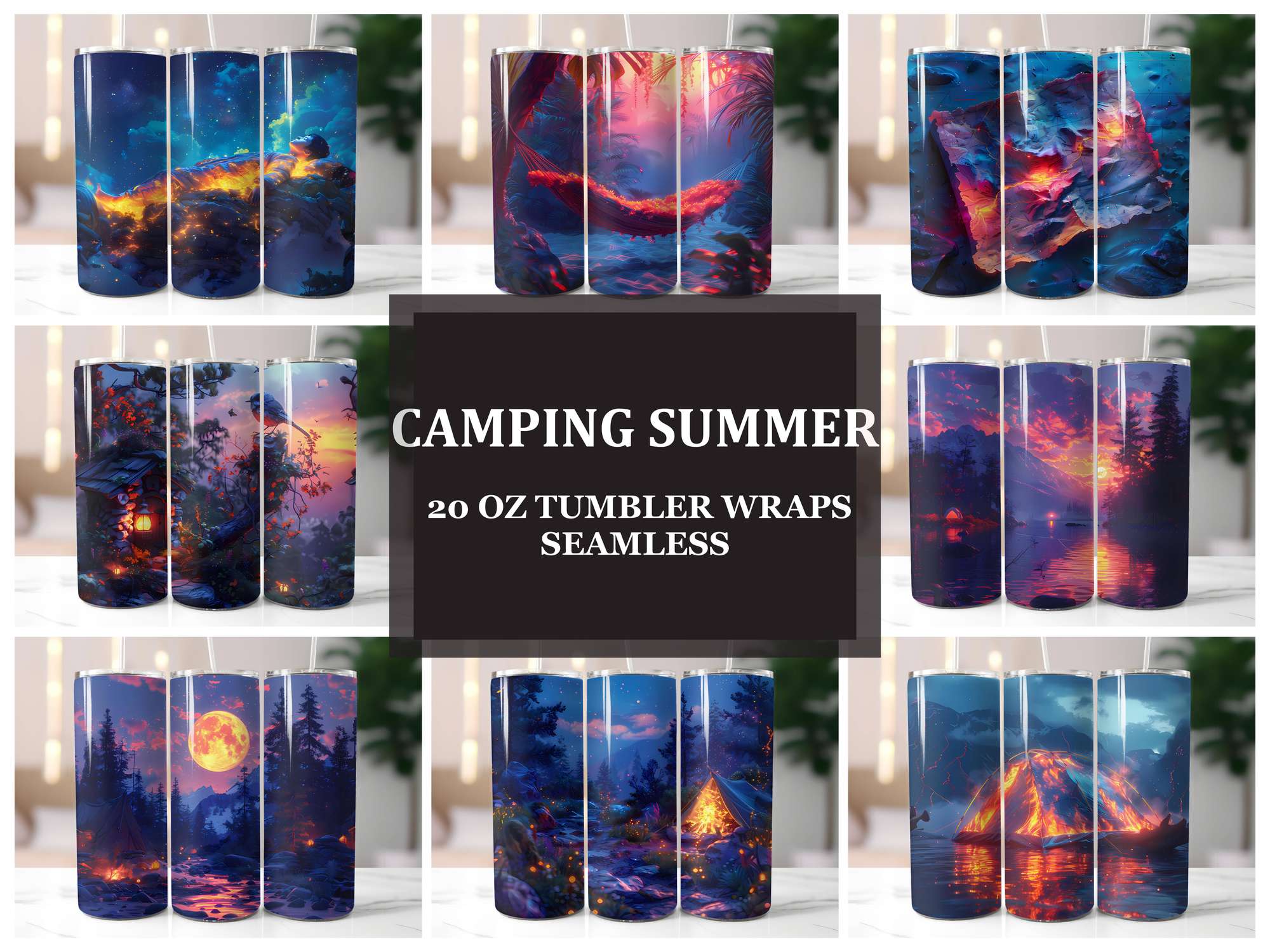 Camping Summer 3 Tumbler Wrap - CraftNest - Digital Crafting and Art