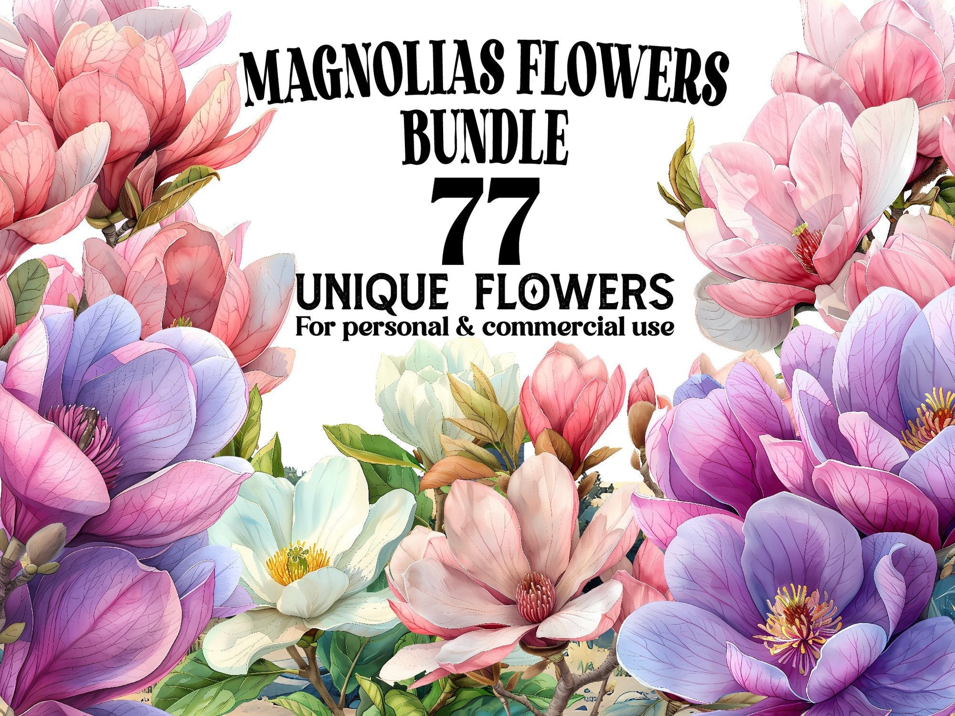 Magnolias Flowers Clipart - CraftNest - Digital Crafting and Art