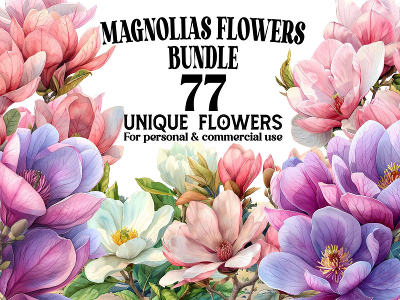 Magnolias Flowers Clipart - CraftNest - Digital Crafting and Art