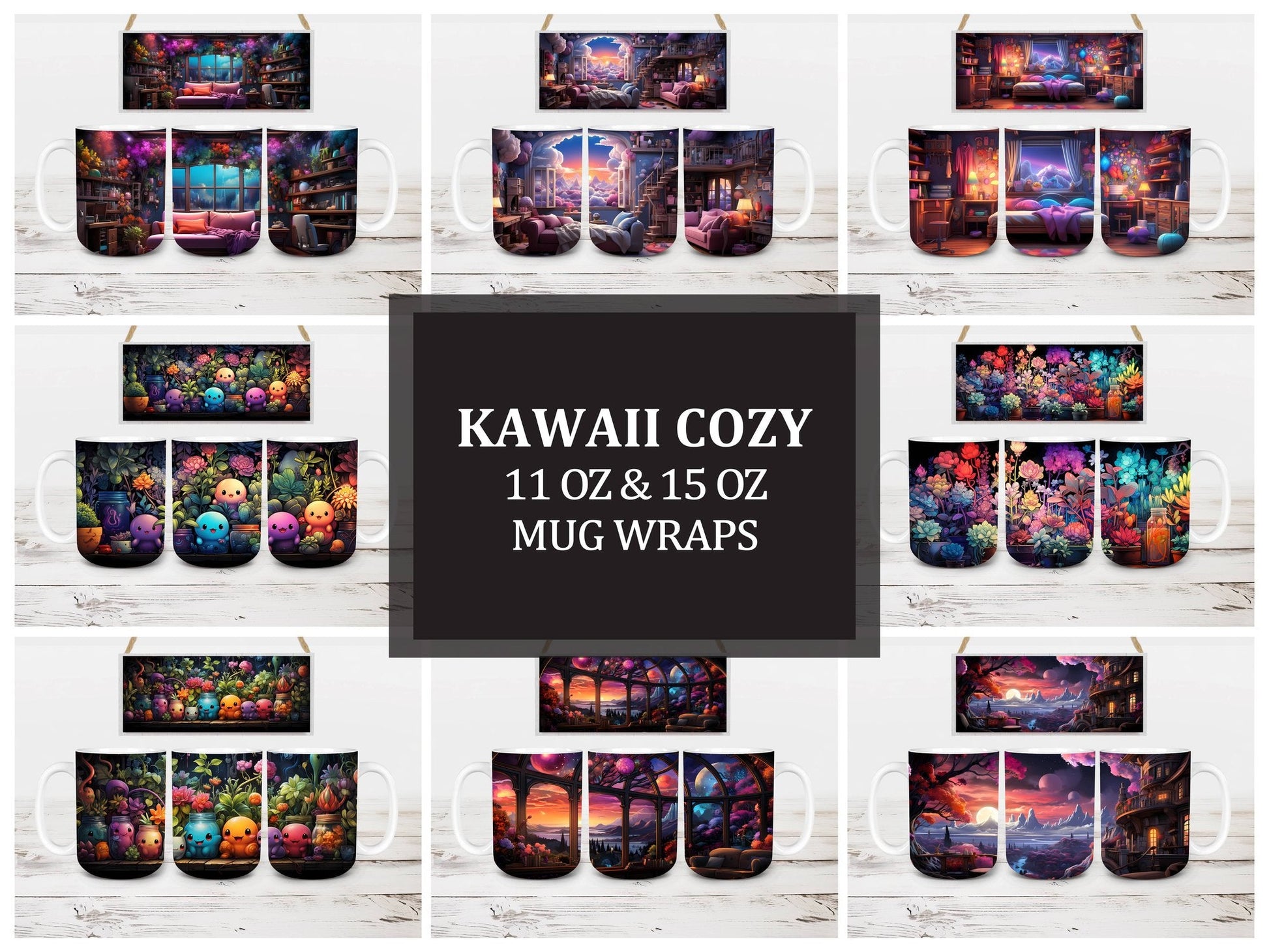 Kawaii Cozy 2 Mug Wrap - CraftNest