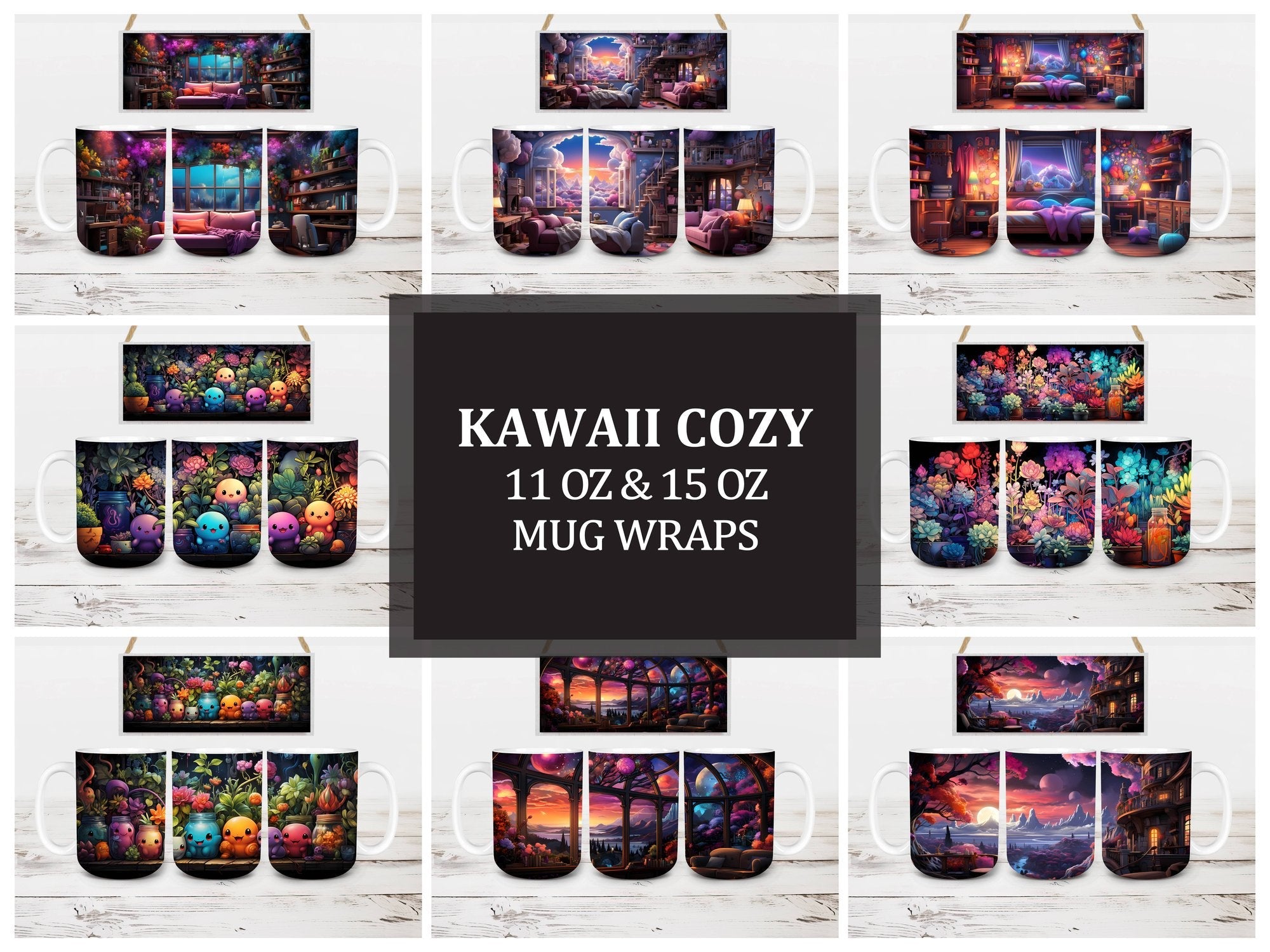 Kawaii Cozy 2 Mug Wrap - CraftNest