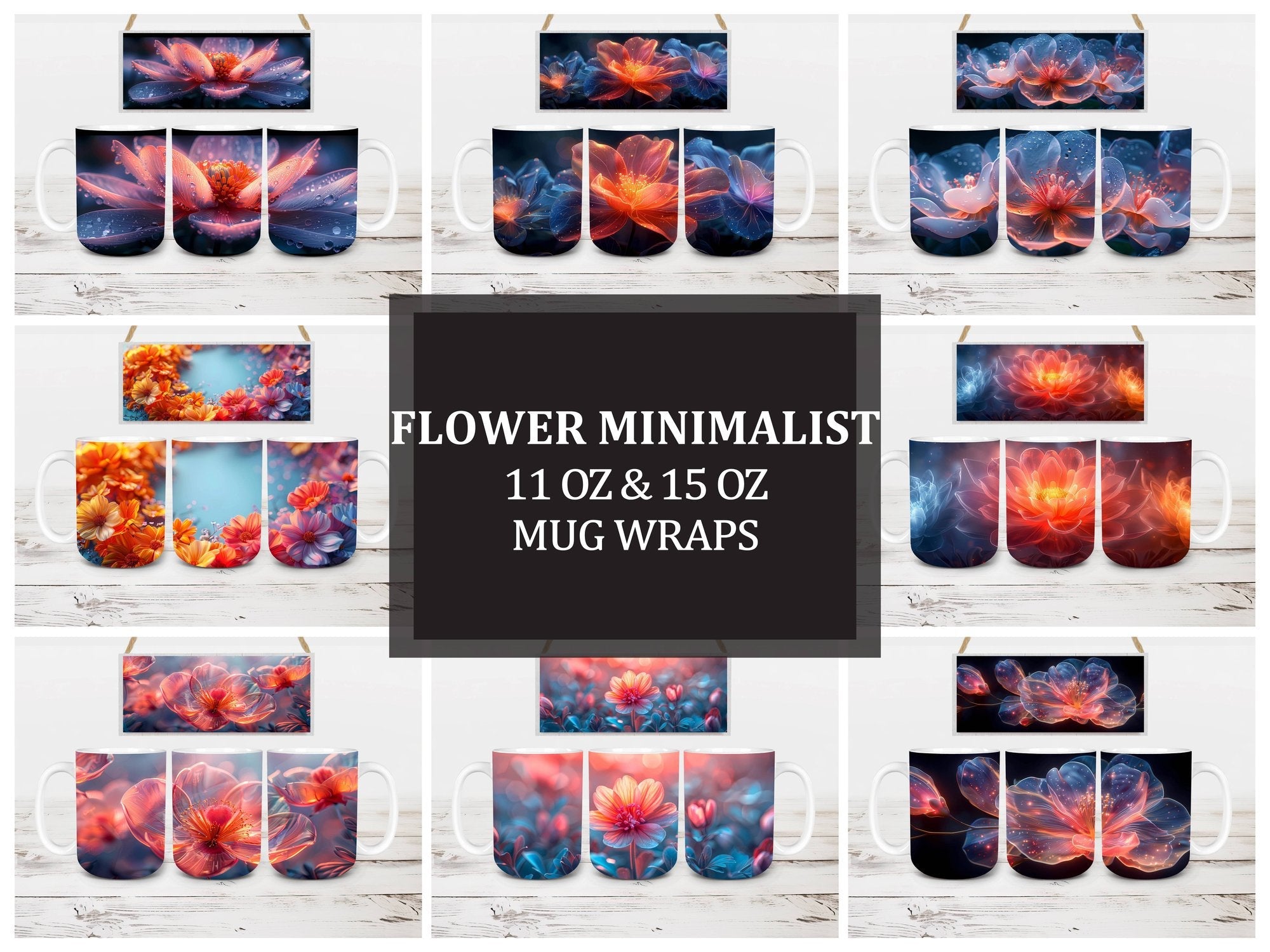 Flower Minimalist 8 Mug Wrap - CraftNest